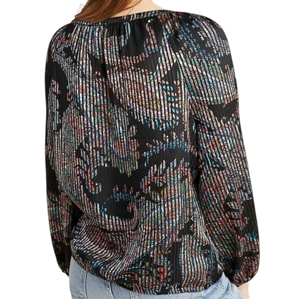 NWT MAEVE Madeira Long Sleeve V-Neck Elastic Hem Burnout Blouse Size Small - Picture 4 of 6